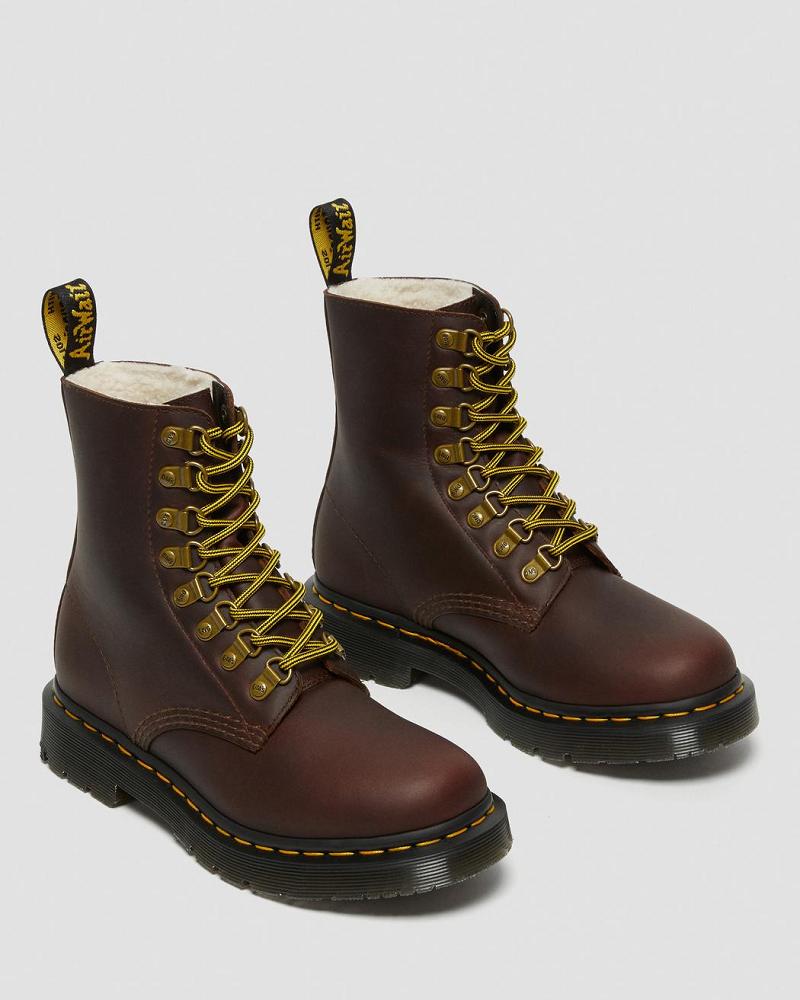 Botas de Invierno Dr Martens 1460 Pascal DM's Wintergrip Cuero Mujer Marrom | MX 50GSO